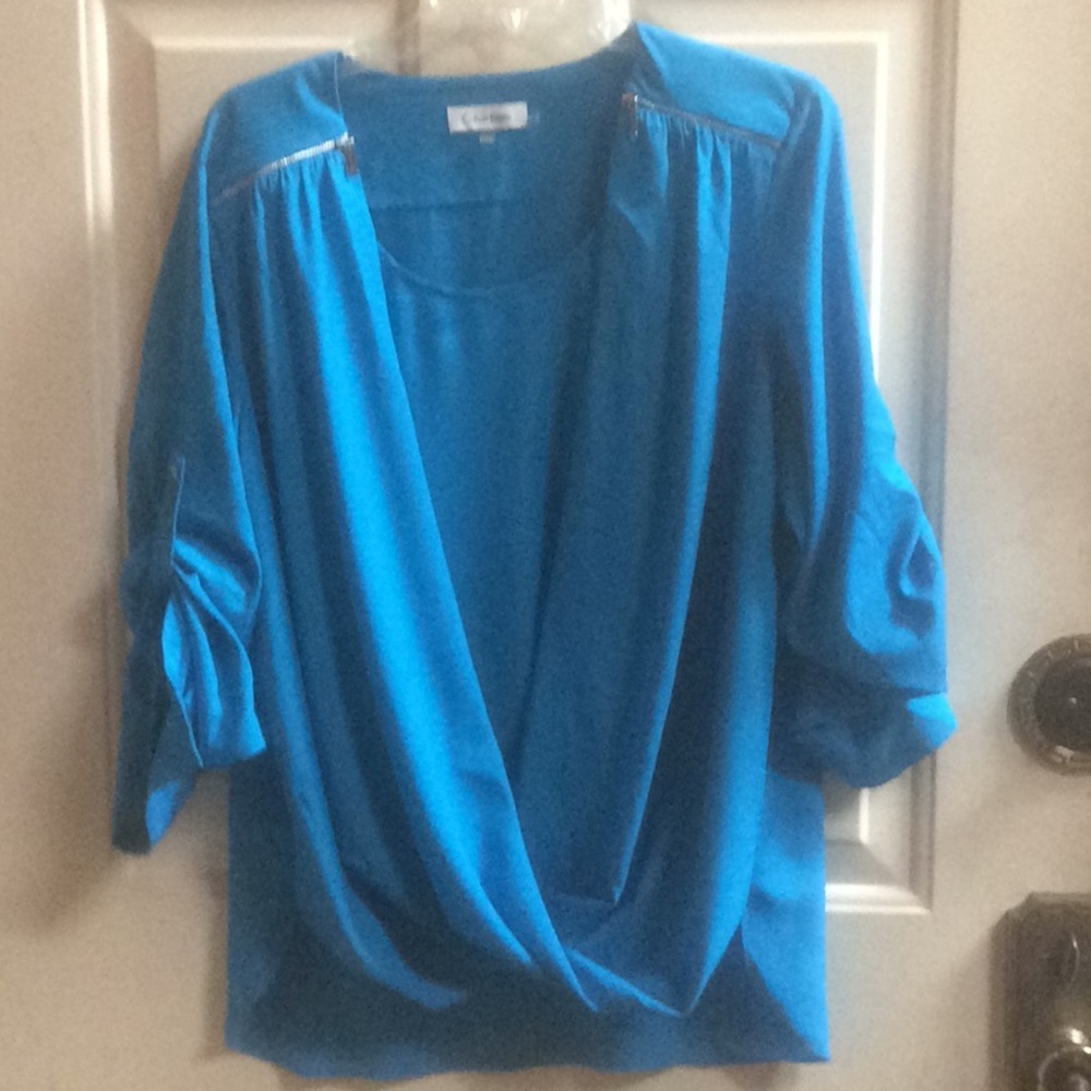 Calvin Klein teal career blouseSz L
